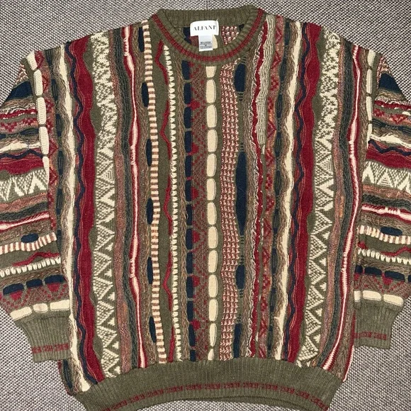 90s 3D Knit Coogi Style Multicolor Men's Sweater - Picture 2 of 4